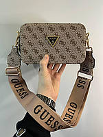 Женская сумка Guess The Snapshot Bag Beige (бежевая) красивая сумочка на длинном ремне torba0217 тренд