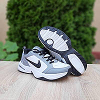 Мужские зимние кроссовки Nike AIR Monarch (серые с белым и чёрным) низкие термо кроссы О3922 тренд