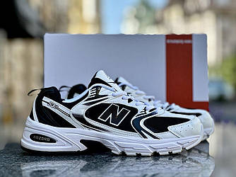 Чоловічі та жіночі кросівки New Balance 530 Black White Чорні Взуття Нью Беланс 530 шкіряні сітка весна літо