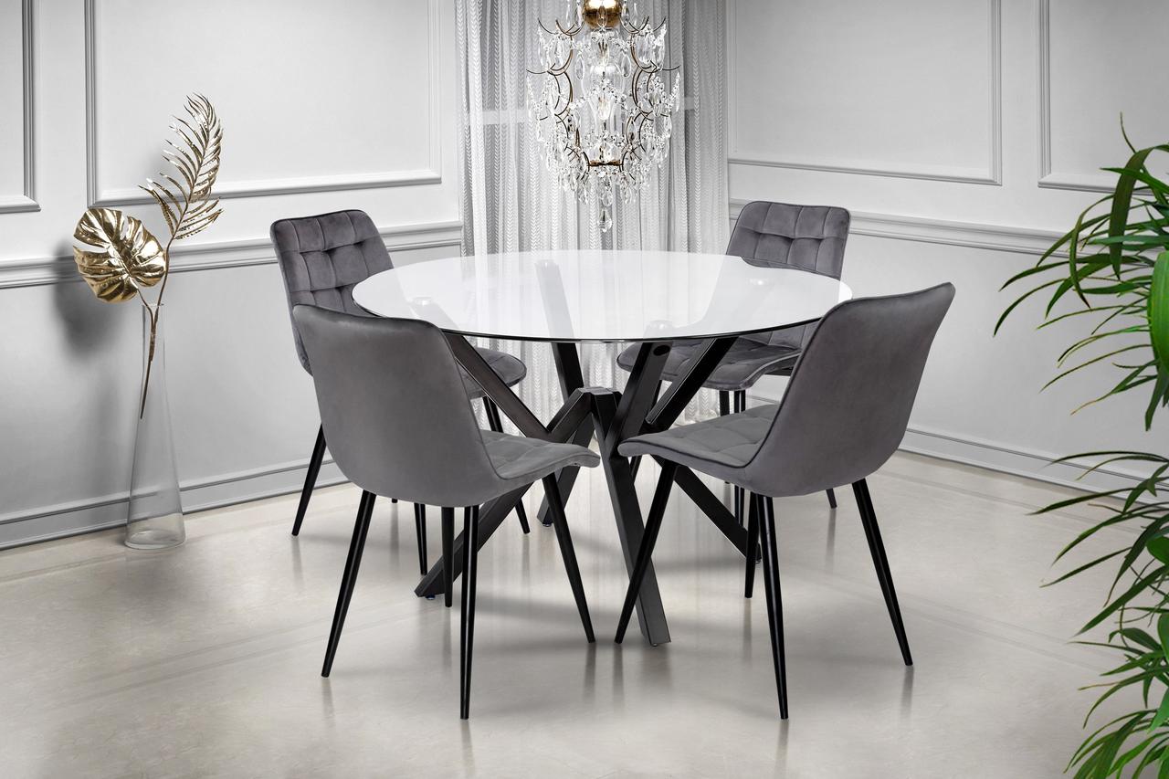 Стіл обідній круглий Джой зі скляною стільницею (D = 120 см), фото 1