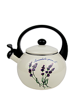 Чайник зі свистком емальований з індукційним дном 2,2 л Kamille Якісний чайник на газ і індукцію