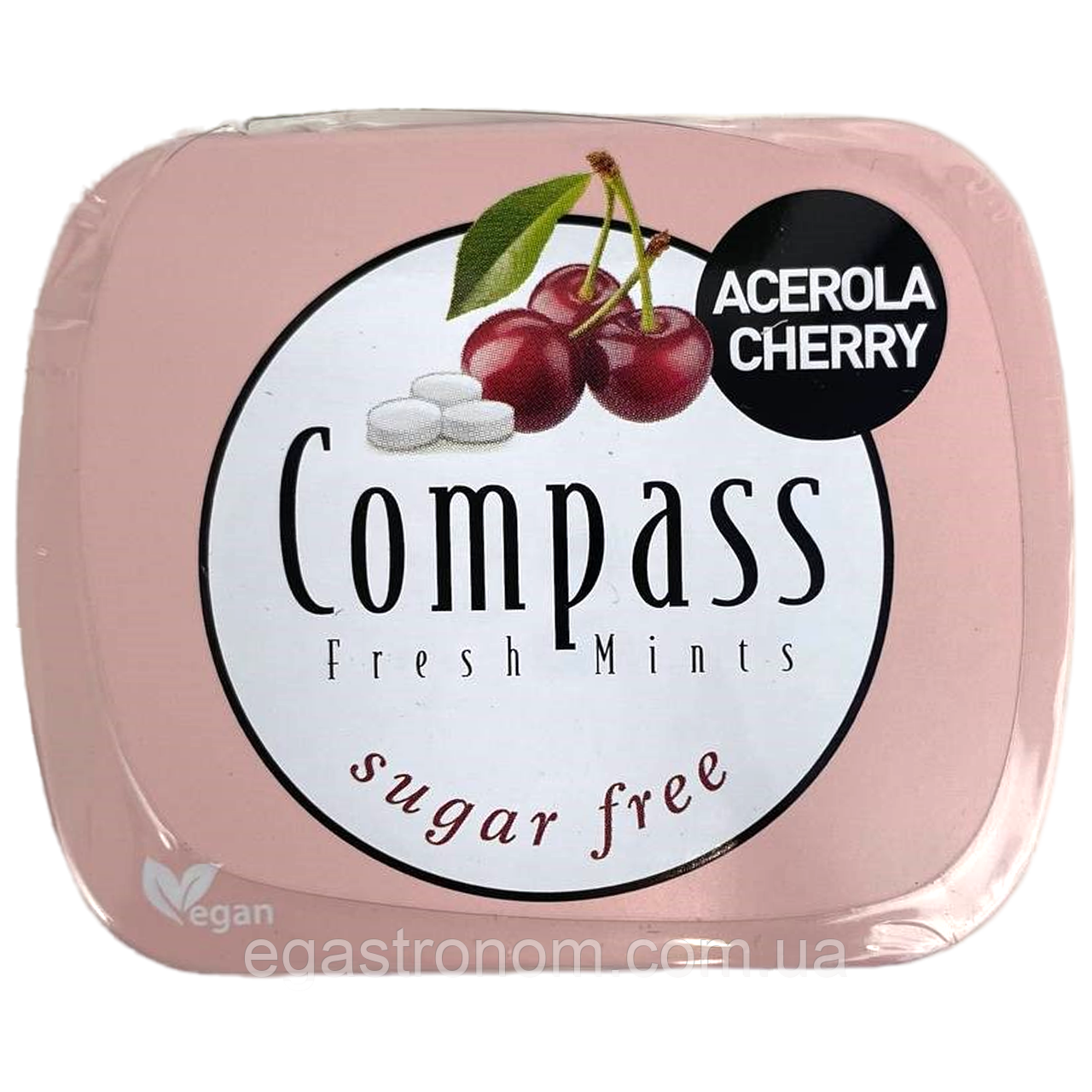 Льодяники вишня (без цукру) Компас Compass cherry 14g 12шт/уп 10уп/ящ (Код: 00-00015321), фото 1