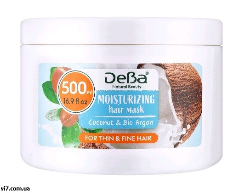 Маска для волосся DeBa Natural Beauty зволожуюча кокос та арганова олія 500 мл