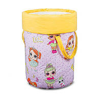Кошик для дитячих іграшок 70*50 см із бавовни жовто-рожевий, тканинний кошик для зберігання іграшок для дівчинки