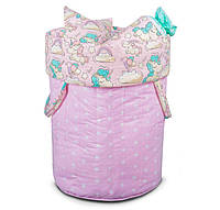 Корзина для детских игрушек 70*50 см из хлопка розовая, тканевая корзина для хранения игрушек для девочки