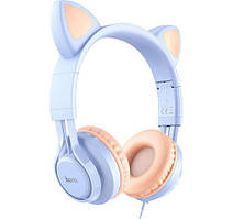 Дитячі навушники з вушками HOCO W36 Світло-синій