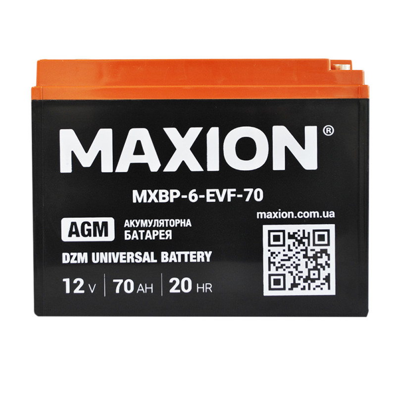 Акумулятор промисловий Maxion AGM 12V 70Ah L+ (BP-6 EVF 70)