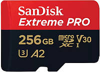 SanDisk Карта памяти microSD 256GB C10 UHS-I U3 R200/W140MB/s Extreme Pro V30 + SD Baumar - Время Покупать