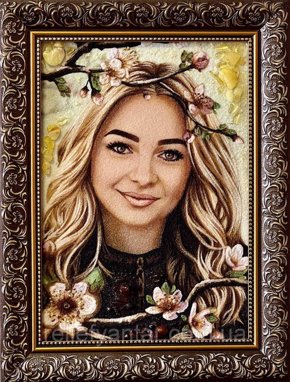 Портрет із бурштину , картина по фото під замовлення, фото 1