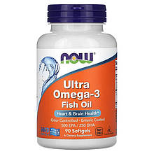 Риб'ячий жир NOW Foods "Ultra Omega-3 Fish Oil" підтримка серцево-судинної системи (90 капсул)