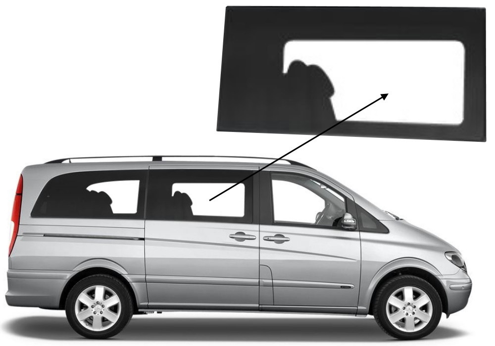 Бічне скло Mercedes Viano 2003-2014 салону переднє праве, фото 1