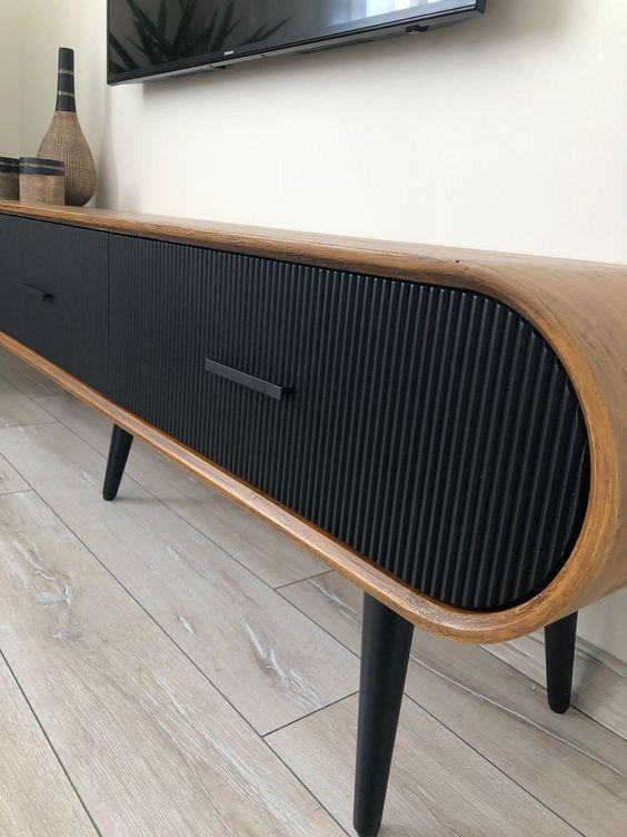 Тумба консоль з рейковими 3D фасадами Дуб