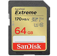 SanDisk Карта памяти SD 64GB C10 UHS-I U3 R170/W80MB/s Extreme V30 Baumar - Время Покупать