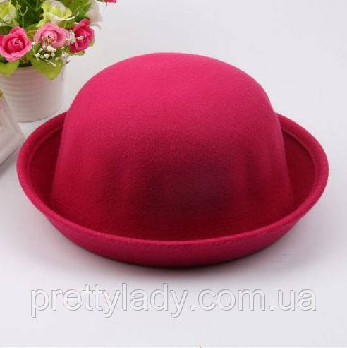 Капелюх жіночий фетровий казанок рожевий, фото 1