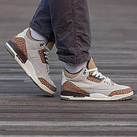 Женские кроссовки Nike Air Jordan Retro 3 Suede Beige Brown (бежевые с коричневым) стильные кроссы I1563