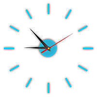 Настенные часы с зеркальным 3D эффектом "Liner" - необычные настенные 3Д часы стикеры, 40х40см Синий