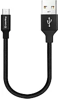 USB кабель для зарядки и передачи данных MicroUSB 2,4A 0,25м черный ColorWay