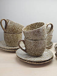 Набір чашек для чая та кави на 4 персони бежевий Нормандія 300 мл