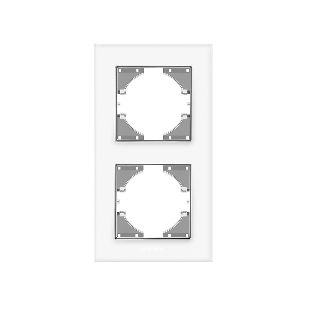 Рамка біле скло на 2 місця вертикальна BINERA