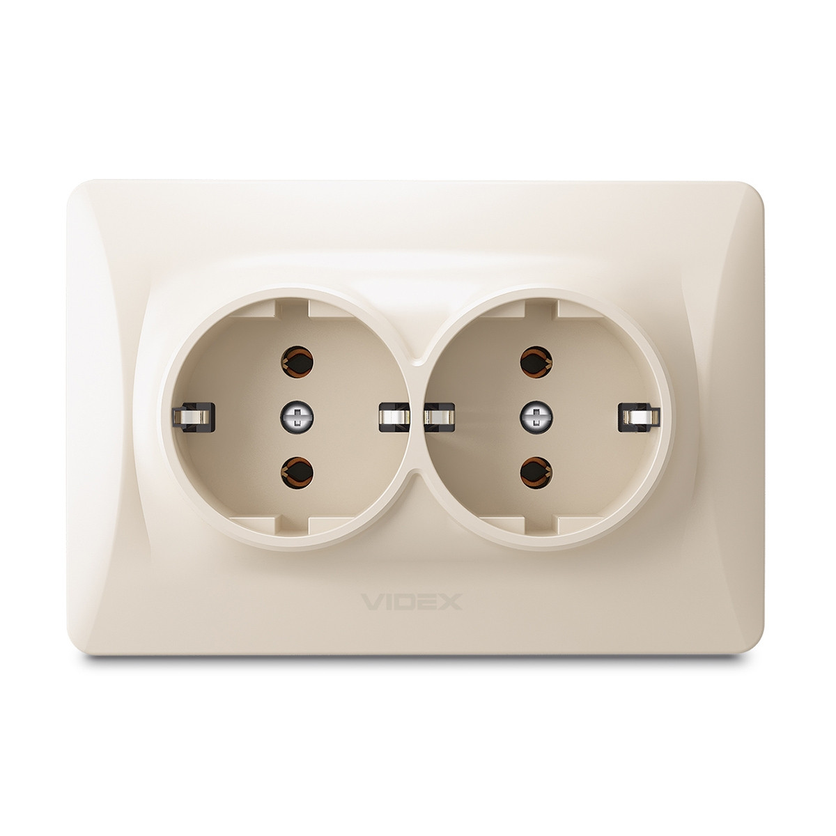 Розетка подвійна із заземленням кремова BINERA