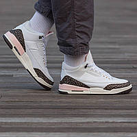 Женские кроссовки Nike Air Jordan Retro 3 Neapolitan Dark Mocha (белые с коричневым и розовым) I1564