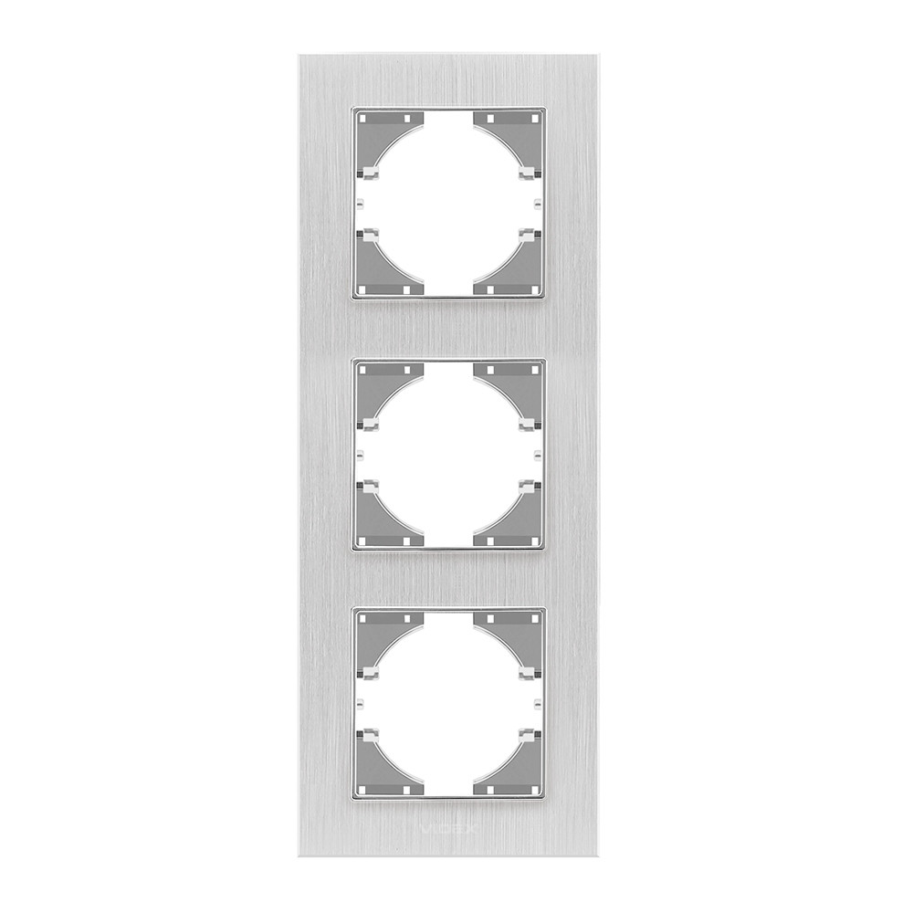 Рамка срібний алюміній на 3 місця вертикальна BINERA