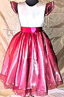 Тонкое атласное нарядное бальное детское платье на девочку 6-7 лет, рост 116-122 см