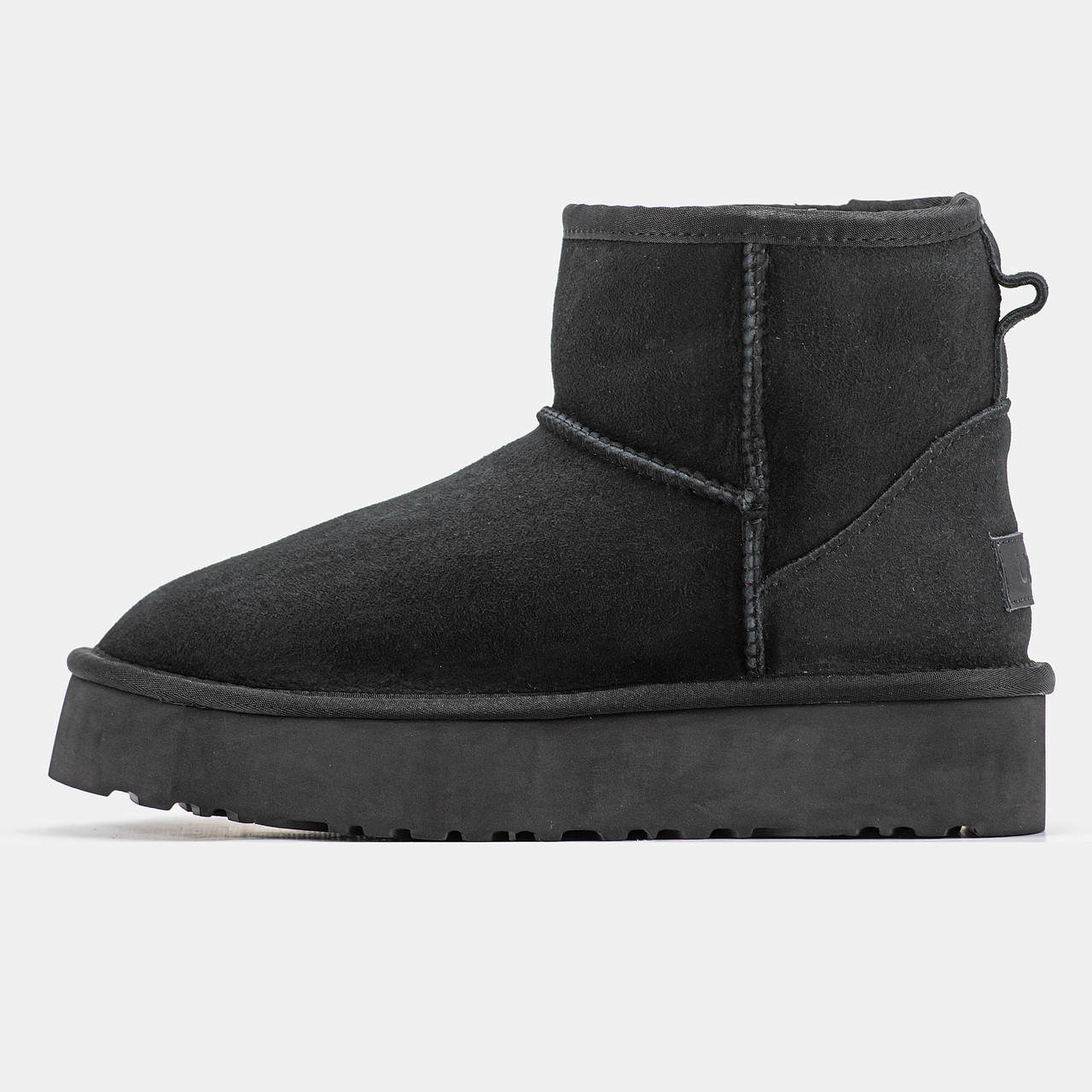Жіночі зимові UGG Classic Mini Platform Black, чорні замшеві уггі классік міні на платформі черевики угі зима, фото 1