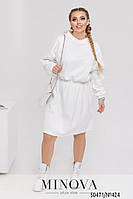 Трикотажна тепла жіноча сукня в спортивному стилі з начісом 48 по 54 розмір