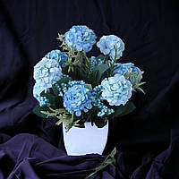 Искусственный цветок Гортензия голубая в горшке, Искусственное растение интерьера, Гортензия в горшке