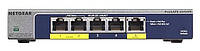 NETGEAR Коммутатор GS105PE PoE pass-thru, 2xGE PSE, 1xGE PD, 2xGE, управляемый L2 E-vce - Знак Качества