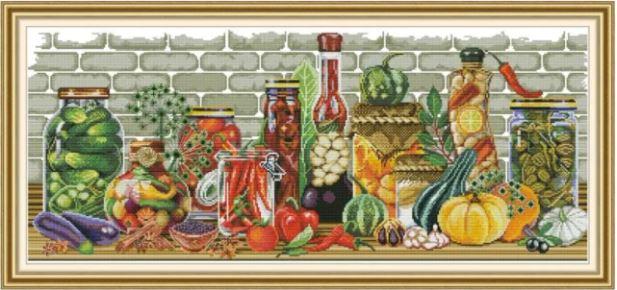 Набір для вишивання за нанесеною на канву схемою "All kinds of vegetables". AIDA 14CT printed, 76*36 см