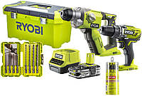 Ryobi Набор аккумуляторного инструмента ONE+ R18DDSDS-125T, чемодан + оснастка E-vce - Знак Качества