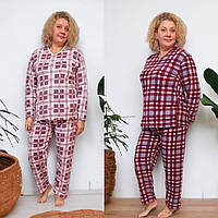 Женская пижама большой размер 54-60, теплая пижама с кофтой и брюками, флис Турция