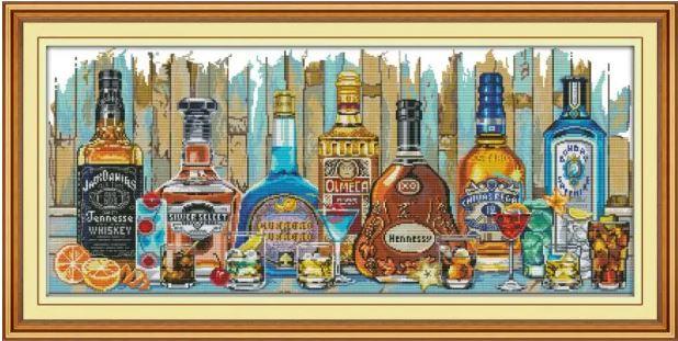Набір для вишивання за нанесеною на канву схемою "Wine ".AIDA 14CT printed , 77*36 см