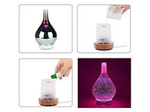 СТЕКЛЯННИЙ ультразвуковий 3D АРОМА-ДИФФУЗОР Зволожувач повітря, арома лампа з LED-підсвіткою