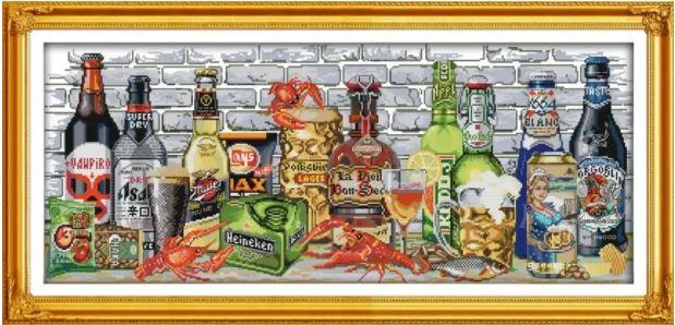 Набір для вишивання за нанесеною на канву схемою "Wine 2". AIDA 14CT printed, 77*36 см