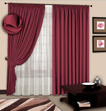 Готові Штори Блекаут Люкс Однотонні №107 Бордо, 2шт 150х270см, фото 1