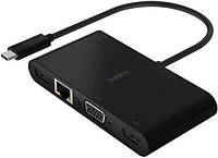 USB хаб Belkin USB-C - Ethernet/HDMI/VGA/USB-A 100W PD Black (AVC004BTBK)