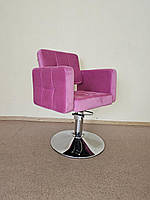 Парикмахерское кресло Beatrice HR183H на гидравлике малиновый,велюр