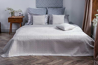 Покривало на ліжко велюрове стьобане 220х240, сіре покривало євро розміру якісне двоспальне Сірий