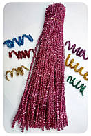 Декоративний пухнастий дріт Малиновий з блиском  арт