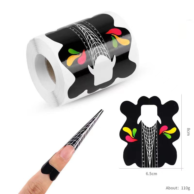 Форма для нарощування нігтів широка , чорна, 300 штук в рулоні.