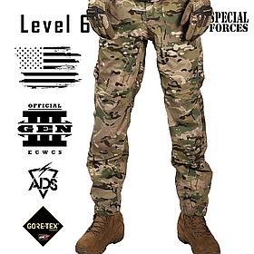 Штани ECWCS Gen III Level 6, Розмір: Small Long, Колір: MultiCam, Gore-Tex Paclite Special Operations