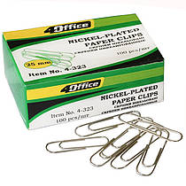 Скріпки круглі 4Office 25 мм 100 штук нікельовані 4-323