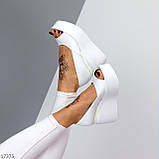 Білі відкриті шкіряні жіночі туфлі на платформі танкетці ПІД ЗАМОВЛЕННЯ, фото 3