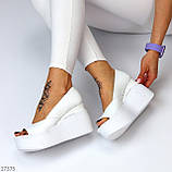 Білі відкриті шкіряні жіночі туфлі на платформі танкетці ПІД ЗАМОВЛЕННЯ, фото 10