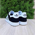 Чоловічі кросівки Adidas Gazelle (чорні з білим) модні зручні універсальні кеди О11066 топ, фото 5