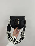 Жіноча сумка клатч Marc Jacobs Small Saddle Bag Black/Silver (чорна) KIS02190 маленька сумочка з емблемою топ, фото 2