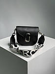 Жіноча сумка клатч Marc Jacobs Small Saddle Bag Black/Silver (чорна) KIS02190 маленька сумочка з емблемою топ, фото 4